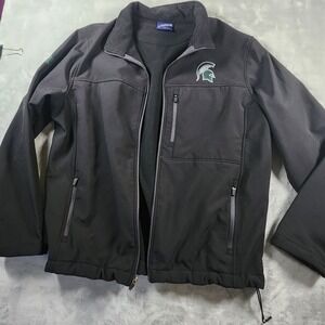 Michigan State Spartans Jacket Mens L Black Fleece Full Zip NCAA‎ Sports